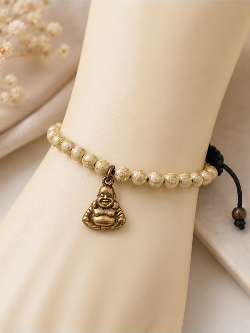 🌟Gold Beaded Buddha Charm Bracelet - Women Jewelry🌟